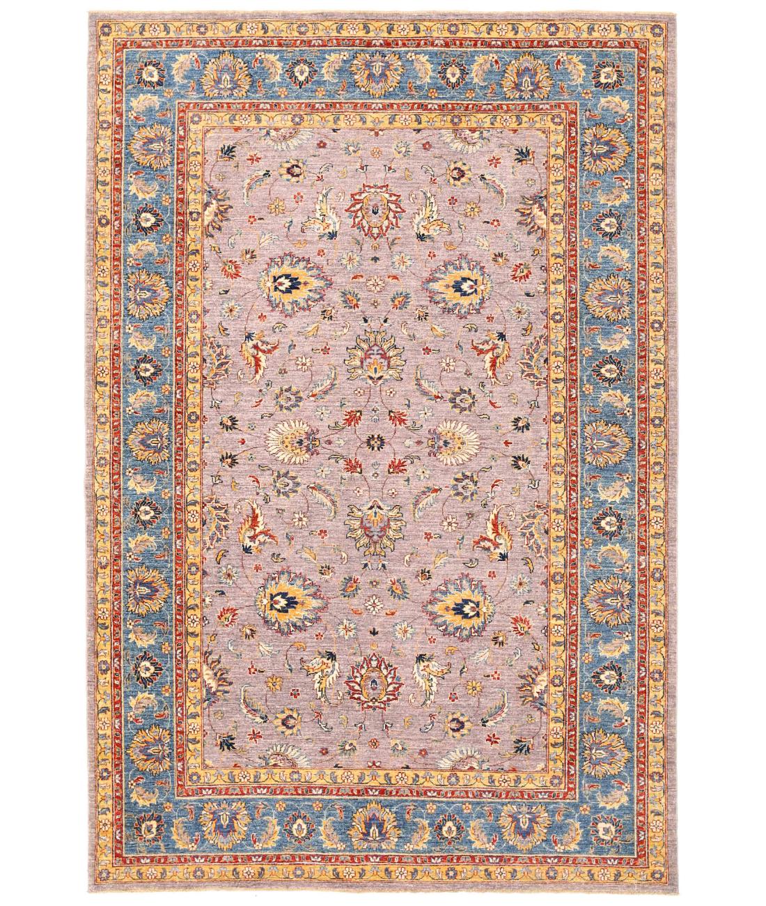 Hand Knotted Sultanabad Farhan Wool Rug - 6'10'' x 9'11'' 6' 10" X 9' 11" ( 208 X 302 ) / Grey / Blue