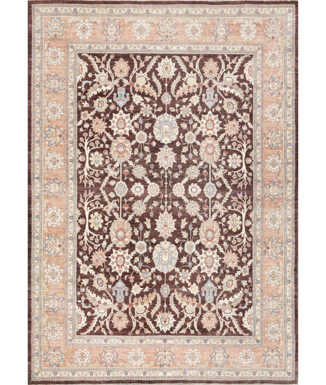 Hand Knotted Ziegler Farhan Wool Rug - 10'0'' x 13'7'' 10' 0" X 13' 7" ( 305 X 414 ) / Brown / Rust