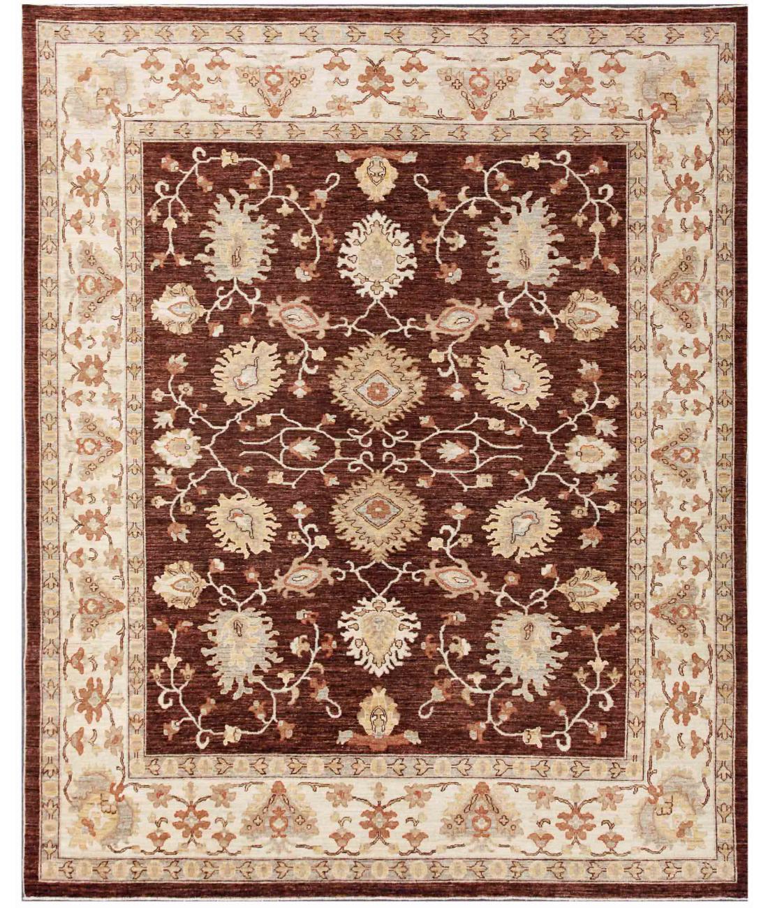 Hand Knotted Ziegler Farhan Wool Rug - 8'0'' x 10'1'' 8' 0" X 10' 1" ( 244 X 307 ) / Brown / Ivory