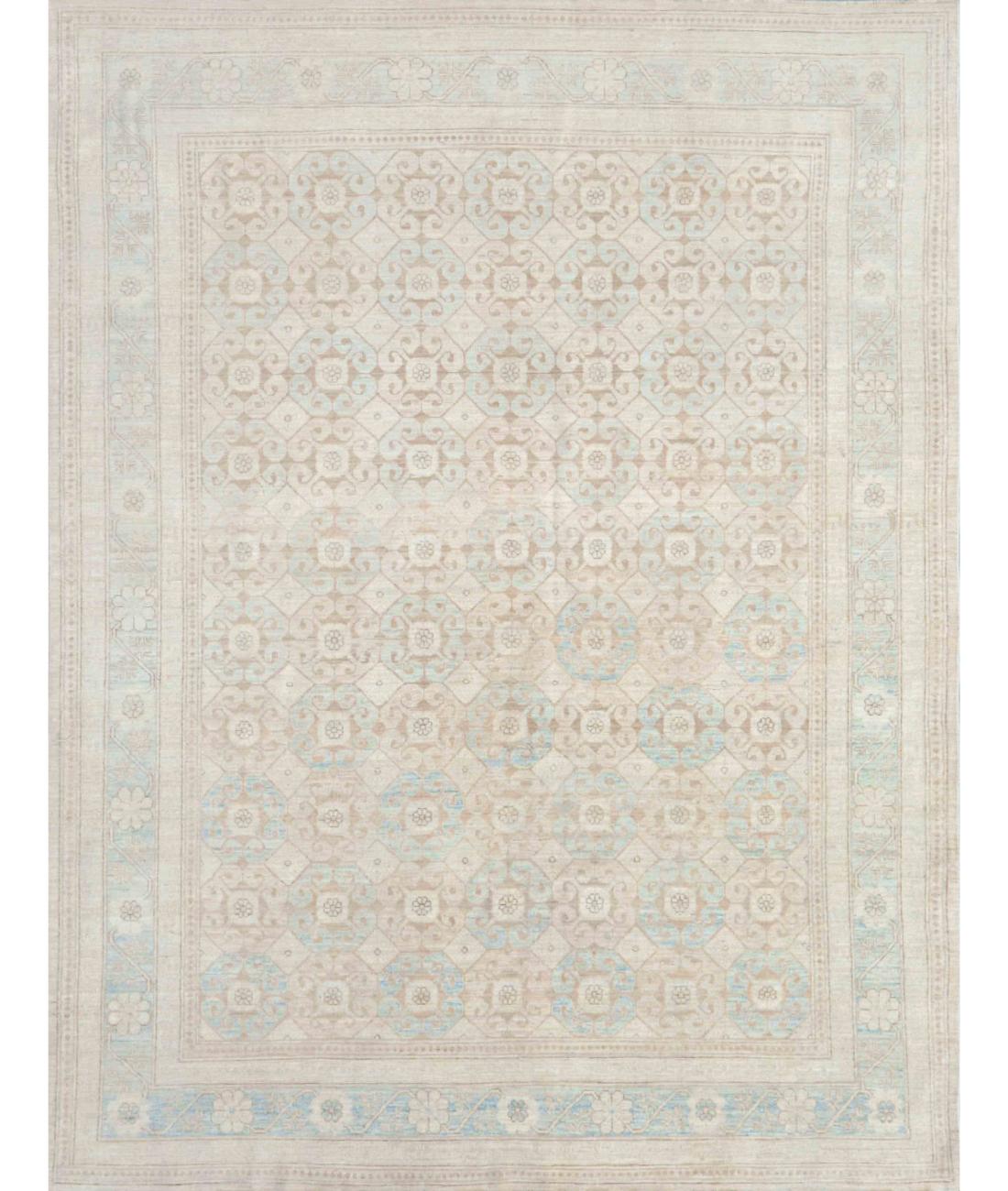 Hand Knotted Khotan Wool Rug - 7'10'' x 10'1'' 7' 10" X 10' 1" ( 239 X 307 ) / Ivory / Brown