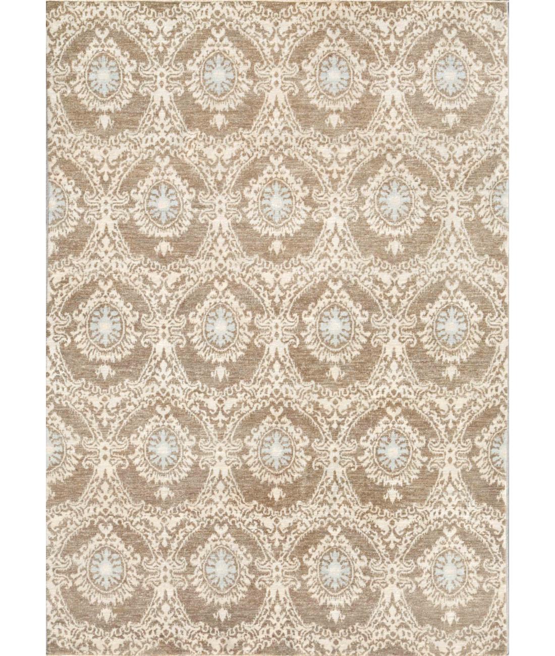 Hand Knotted Artemix Wool Rug - 5'8'' x 8'0'' 5' 8" X 8' 0" ( 173 X 244 ) / Taupe / Ivory