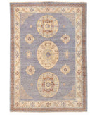 Hand Knotted Khotan Wool Rug - 4'7'' x 6'5'' 4' 7" X 6' 5" ( 140 X 196 ) / Grey / Ivory