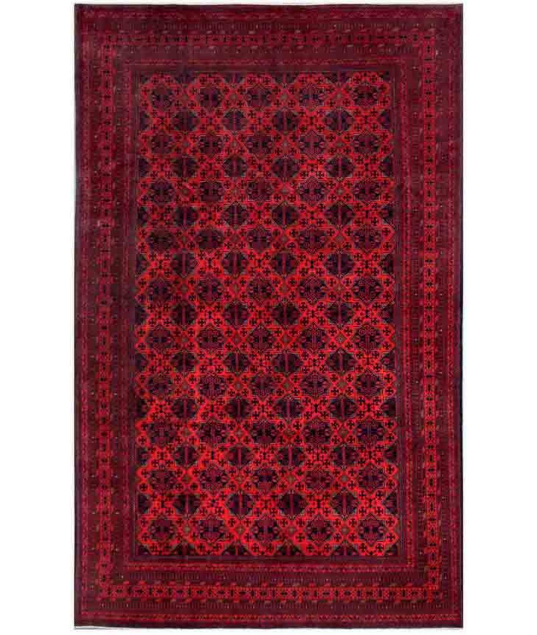 Hand Knotted Afghan Khal Muhammadi Wool Rug - 9'8'' x 15'8'' 9' 8" X 15' 8" ( 295 X 478 ) / Red / Ivory