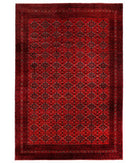 Hand Knotted Afghan Khamyab Wool Rug - 12'10'' x 18'11'' 12' 10" X 18' 11" ( 391 X 577 ) / Red / Ivory