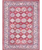 Hand Knotted Tribal Kazak Wool Rug - 8'5'' x 11'6'' 8' 5" X 11' 6" ( 257 X 351 ) / Red / Ivory