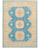 Hand Knotted Tribal Afzali Kazak Wool Rug - 9'0'' x 12'0'' 9' 0" X 12' 0" ( 274 X 366 ) / Blue / Ivory