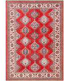 Hand Knotted Tribal Kazak Wool Rug - 10'5'' x 14'1'' 10' 5" X 14' 1" ( 318 X 429 ) / Red / Ivory