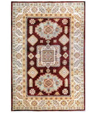 Hand Knotted Tribal Kazak Wool Rug - 5'5'' x 8'0'' 5' 5" X 8' 0" ( 165 X 244 ) / Taupe / Ivory