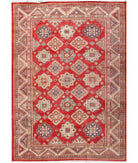 Hand Knotted Tribal Kazak Wool Rug - 10'2'' x 14'0'' 10' 2" X 14' 0" ( 310 X 427 ) / Red / Ivory