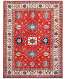 Hand Knotted Tribal Kazak Wool Rug - 9'5'' x 12'1'' 9' 5" X 12' 1" ( 287 X 368 ) / Red / Ivory