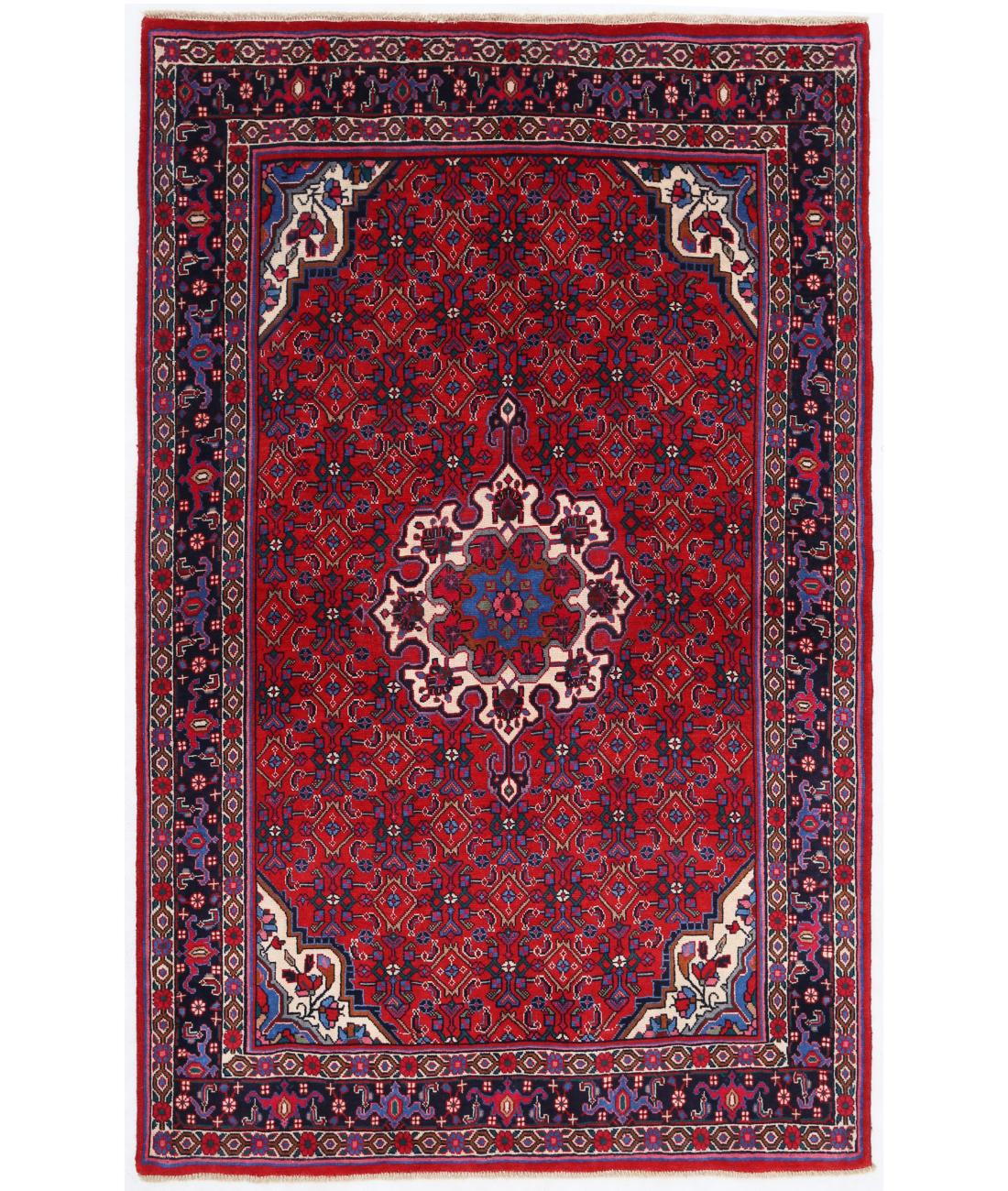 Hand Knotted Persian Bijar Wool Rug - 3'11'' x 6'3'' 3' 11" X 6' 3" ( 119 X 191 ) / Red / Black