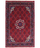 Hand Knotted Persian Bijar Wool Rug - 3'11'' x 6'3'' 3' 11" X 6' 3" ( 119 X 191 ) / Red / Black