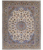 Hand Knotted Persian Kashan Wool Rug - 9'11'' x 12'11'' 9' 11" X 12' 11" ( 302 X 394 ) / Ivory / Grey