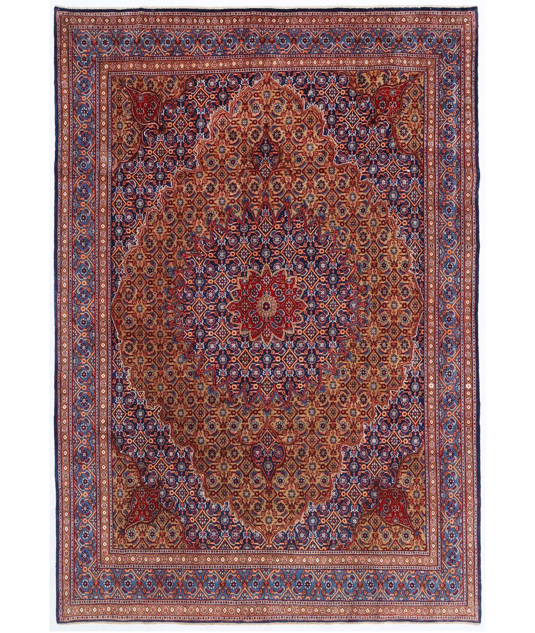 Hand Knotted Persian Moud Wool Rug - 7'2'' x 10'5'' 7' 2" X 10' 5" ( 218 X 318 ) / Blue / Red