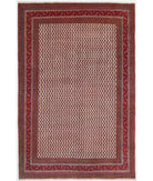 Hand Knotted Persian Sarouk Wool Rug - 6'10'' x 10'4'' 6' 10" X 10' 4" ( 208 X 315 ) / Ivory / Red