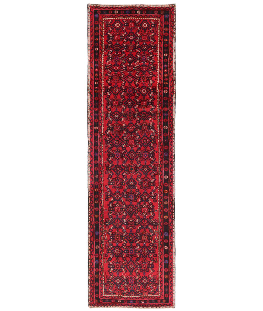 Hand Knotted Persian Hamadan Wool Rug - 2'10'' x 10'1'' 2' 10" X 10' 1" ( 86 X 307 ) / Red / Blue