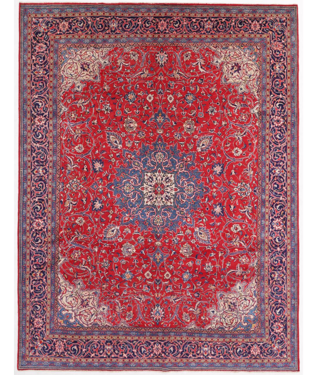 Hand Knotted Persian Sarouk Wool Rug - 9'8'' x 12'5'' 9' 8" X 12' 5" ( 295 X 378 ) / Red / Blue