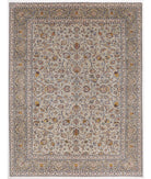 Hand Knotted Persian Kashan Fine Wool Rug - 10'1'' x 13'2'' 10' 1" X 13' 2" ( 307 X 401 ) / Grey / Blue