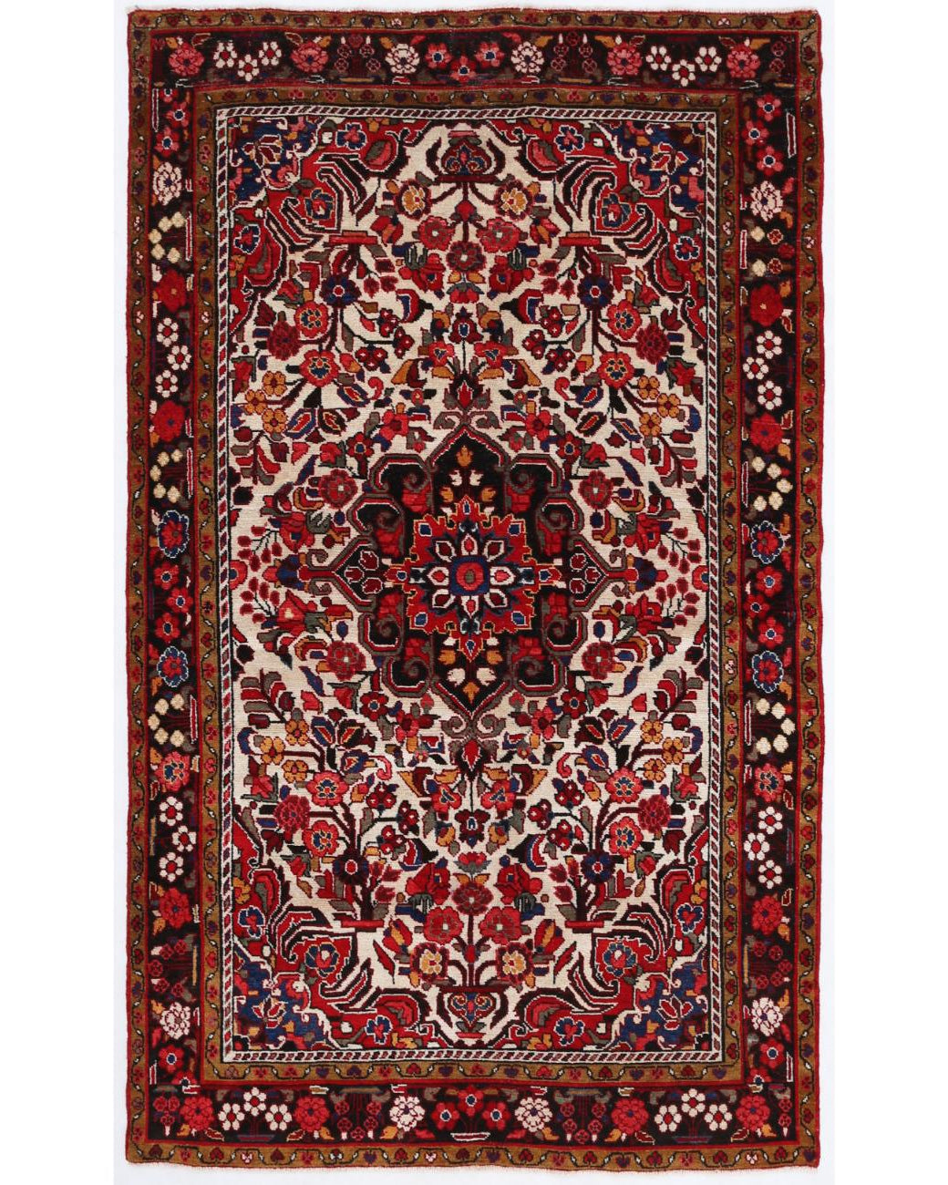 Hand Knotted Persian Lilian Wool Rug - 4'10'' x 8'2'' 4' 10" X 8' 2" ( 147 X 249 ) / Ivory / Blue