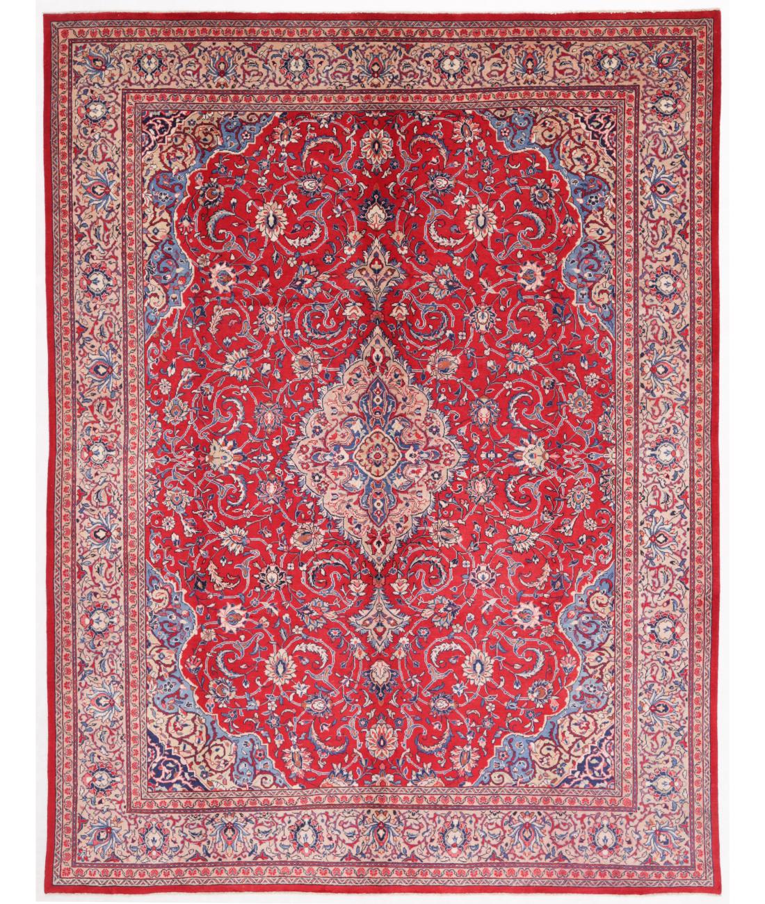 Hand Knotted Persian Lilian Wool Rug - 10'5'' x 13'9'' 10' 5" X 13' 9" ( 318 X 419 ) / Red / Ivory