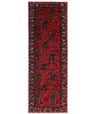 Hand Knotted Persian Hamadan Wool Rug - 3'4'' x 9'7'' 3' 4" X 9' 7" ( 102 X 292 ) / Red / Ivory