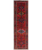 Hand Knotted Persian Hamadan Wool Rug - 3'7'' x 11'9'' 3' 7" X 11' 9" ( 109 X 358 ) / Red / Pink