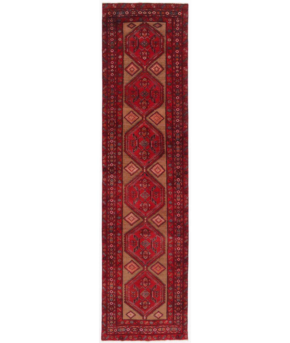 Hand Knotted Persian Sarab Wool Rug - 3'7'' x 14'4'' 3' 7" X 14' 4" ( 109 X 437 ) / Brown / Red