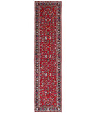 Hand Knotted Persian Kashan Wool Rug - 2'5'' x 10'0'' 2' 5" X 10' 0" ( 74 X 305 ) / Red / Black