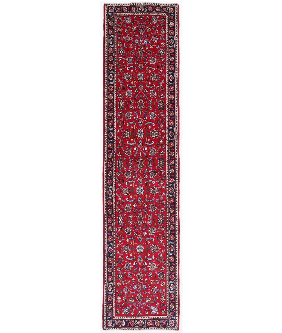 Hand Knotted Persian Kashan Wool Rug - 2'3'' x 9'8'' 2' 3" X 9' 8" ( 69 X 295 ) / Red / Black