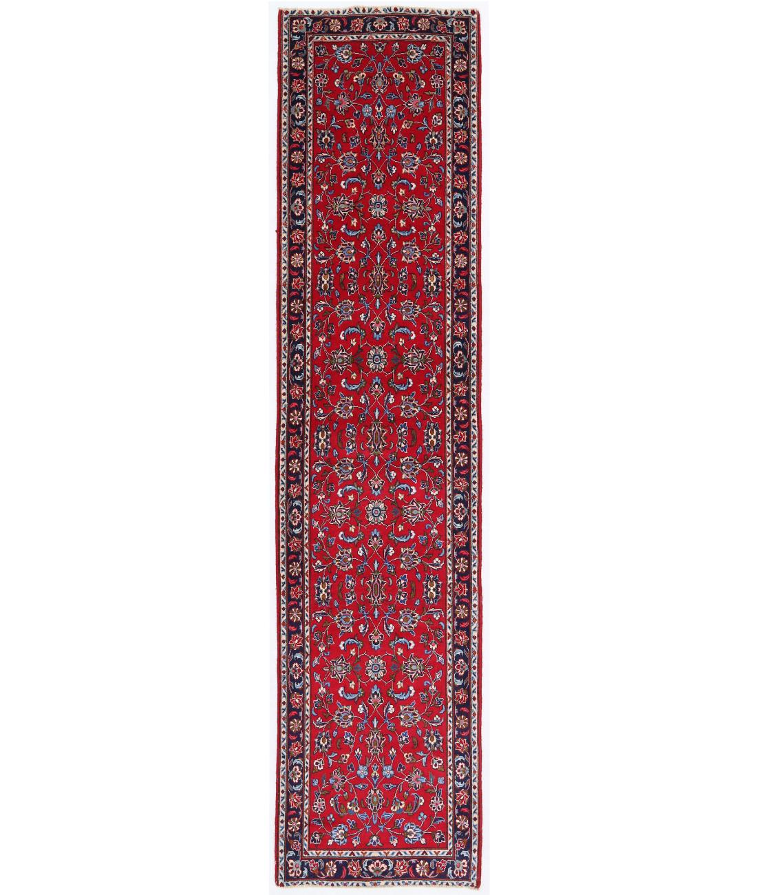 Hand Knotted Persian Kashan Wool Rug - 2'3'' x 9'8'' 2' 3" X 9' 8" ( 69 X 295 ) / Red / Black