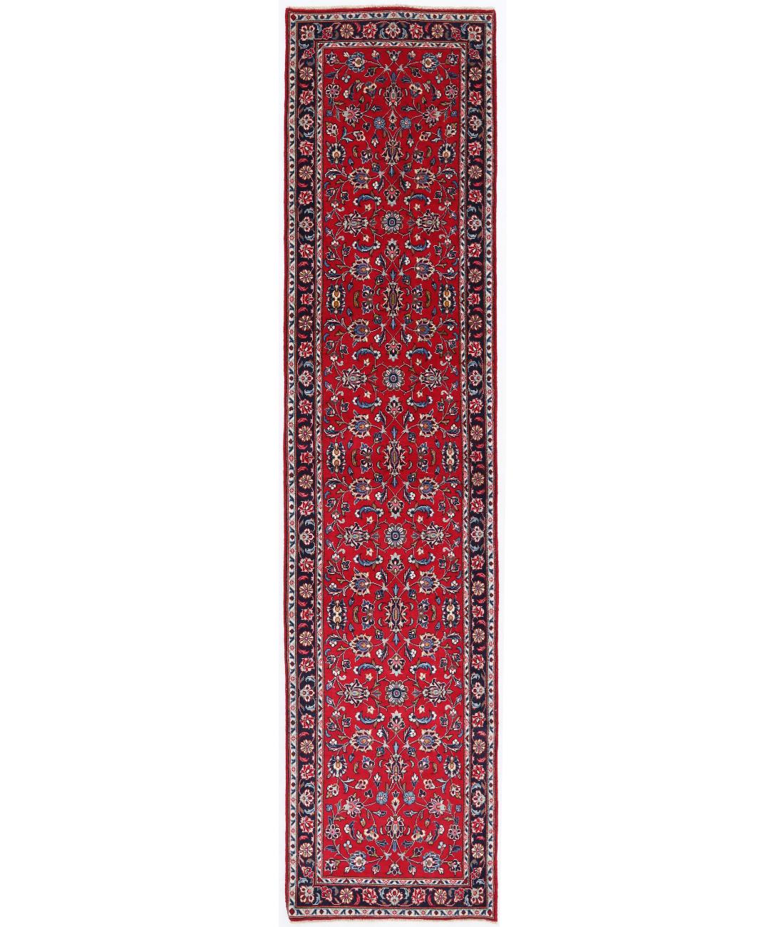 Hand Knotted Persian Kashan Wool Rug - 2'3'' x 9'9'' 2' 3" X 9' 9" ( 69 X 297 ) / Red / Blue