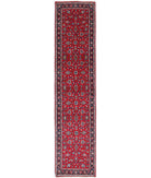 Hand Knotted Persian Kashan Wool Rug - 2'3'' x 9'9'' 2' 3" X 9' 9" ( 69 X 297 ) / Red / Blue