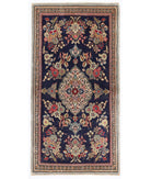 Hand Knotted Persian Qum Wool Rug - 2'7'' x 5'0'' 2' 7" X 5' 0" ( 79 X 152 ) / Blue / Grey