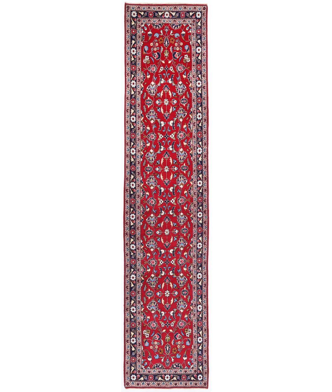 Hand Knotted Persian Kashan Wool Rug - 2'4'' x 10'10'' 2' 4" X 10' 10" ( 71 X 330 ) / Blue / Red