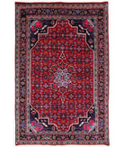 Hand Knotted Persian Bijar Wool Rug - 4'4'' x 6'7'' 4' 4" X 6' 7" ( 132 X 201 ) / Red / Black