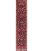 Hand Knotted Persian Hamadan Wool Rug - 3'7'' x 15'11'' 3' 7" X 15' 11" ( 109 X 485 ) / Blue / Ivory