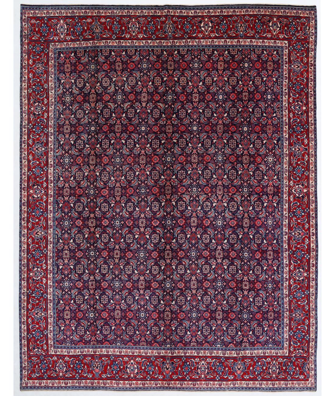 Hand Knotted Persian Mahal Wool Rug - 9'6'' x 12'1'' 9' 6" X 12' 1" ( 290 X 368 ) / Blue / Red