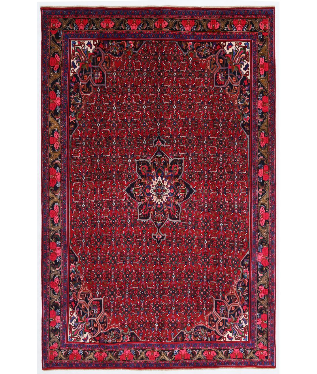 Hand Knotted Persian Bijar Wool Rug - 6'10'' x 10'8'' 6' 10" X 10' 8" ( 208 X 325 ) / Red / Blue