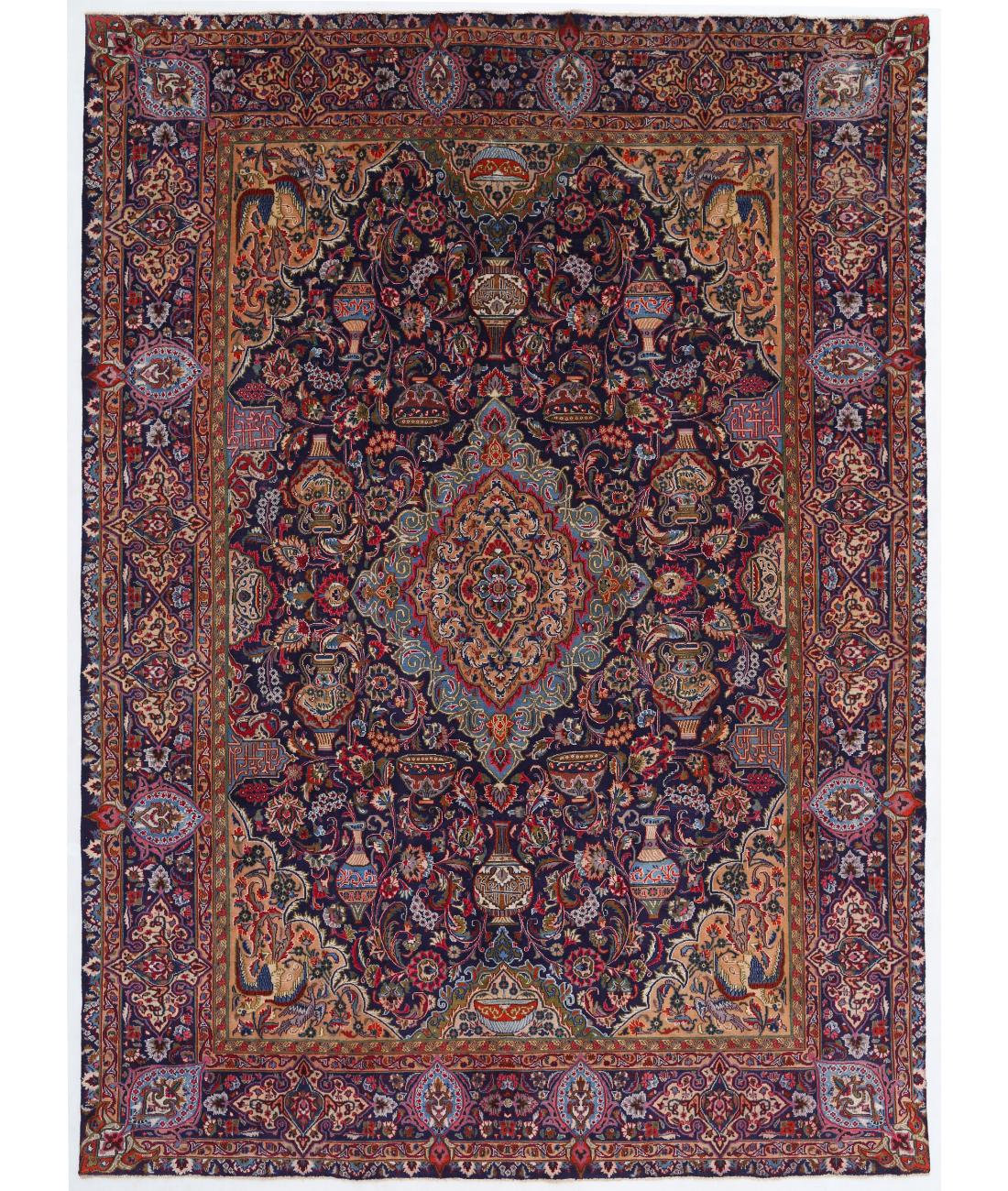 Hand Knotted Persian Kashmar Wool Rug - 9'2'' x 12'10'' 9' 2" X 12' 10" ( 279 X 391 ) / Black / Red