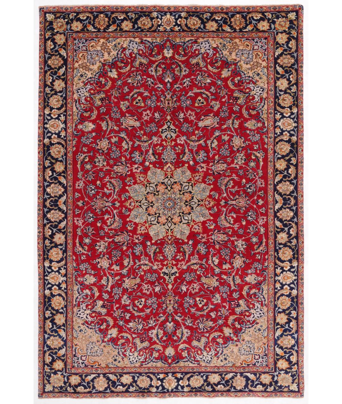 Hand Knotted Persian Najafabad Wool Rug - 7'6'' x 11'2'' 7' 6" X 11' 2" ( 229 X 340 ) / Red / Blue