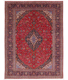 Hand Knotted Persian Kashan Wool Rug - 9'7'' x 12'9'' 9' 7" X 12' 9" ( 292 X 389 ) / Red / Black