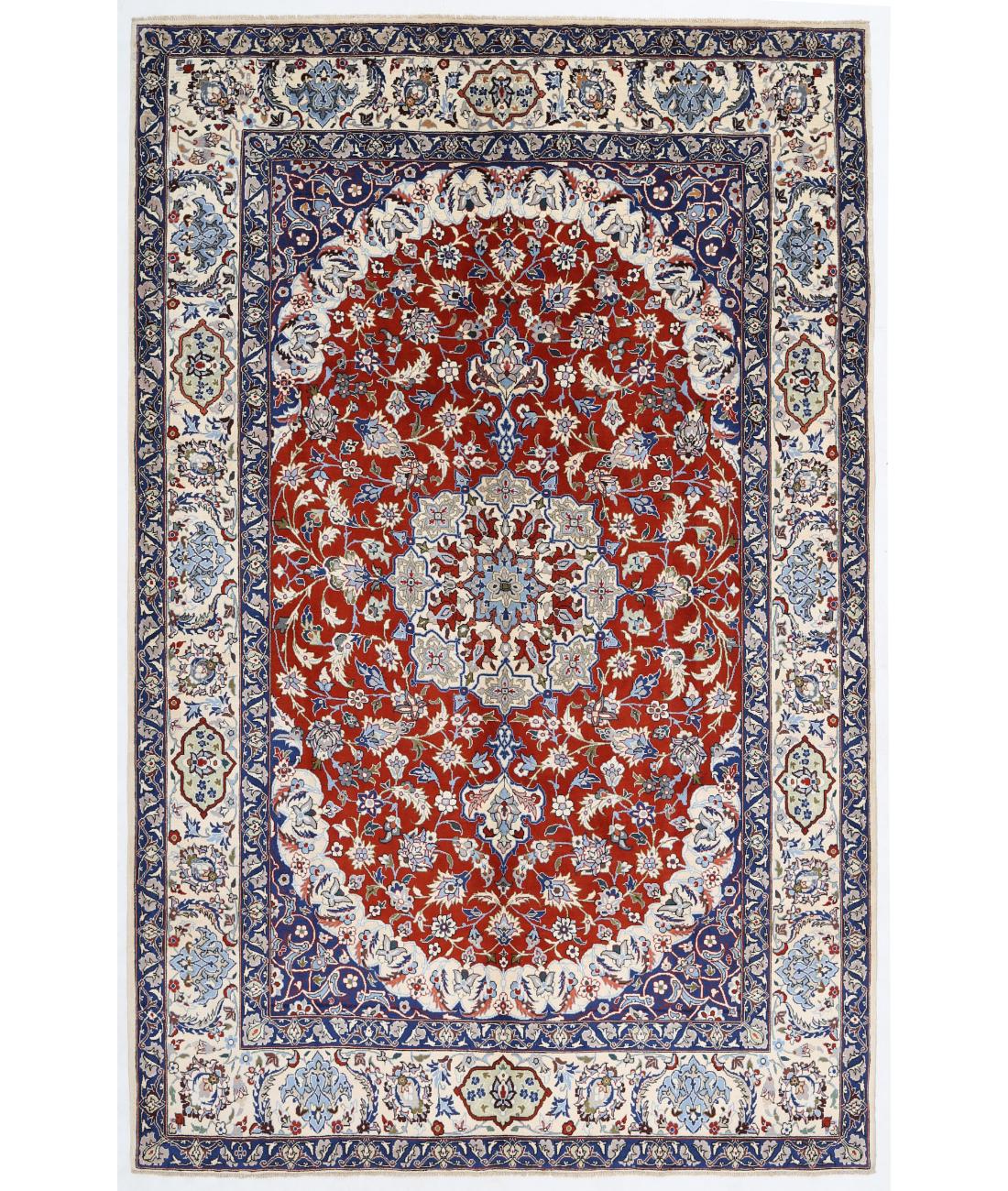 Hand Knotted Persian Isfahan Wool Rug - 6'11'' x 10'7'' 6' 11" X 10' 7" ( 211 X 323 ) / Rust / Ivory