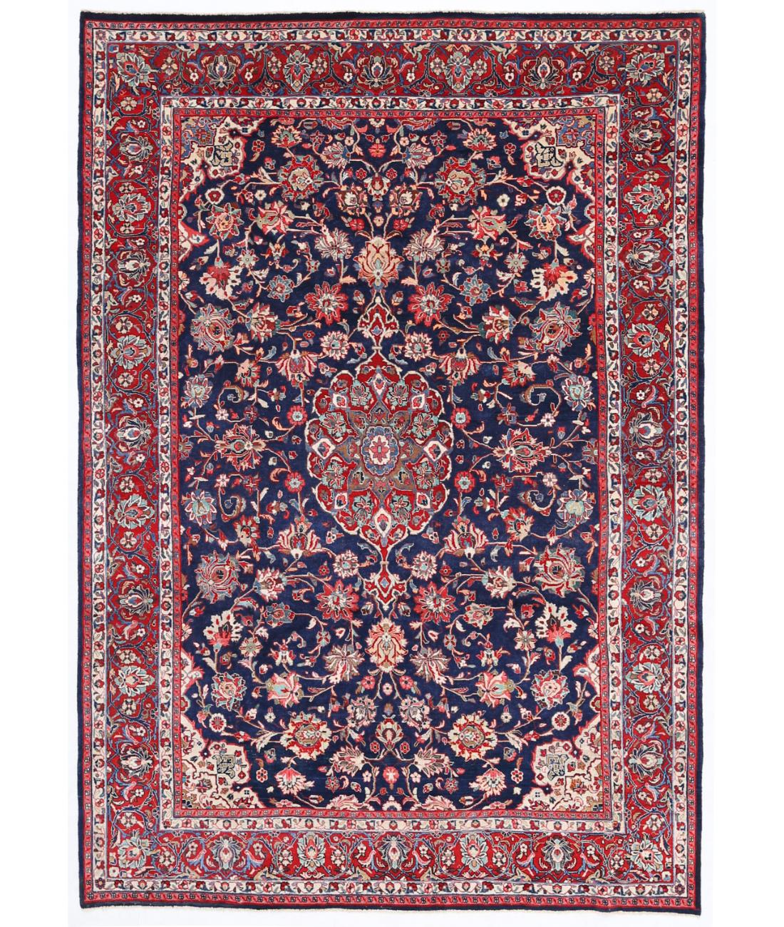 Hand Knotted Persian Mahal Wool Rug - 6'11'' x 10'1'' 6' 11" X 10' 1" ( 211 X 307 ) / Blue / Red