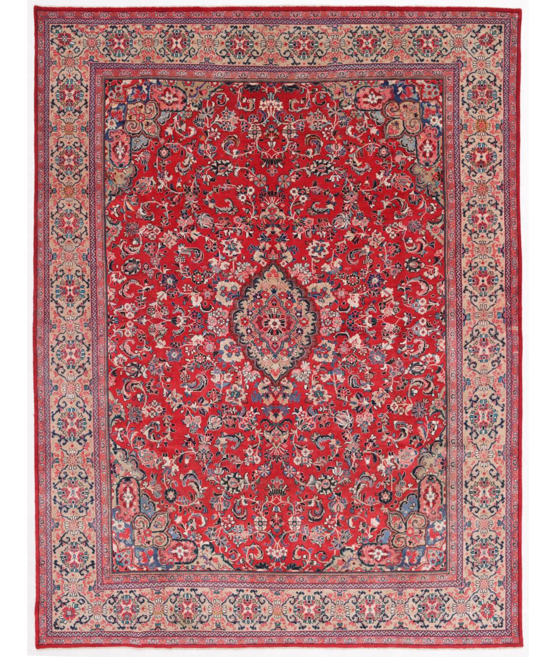 Hand Knotted Persian Mahal Wool Rug - 10'2'' x 13'6'' 10' 2" X 13' 6" ( 310 X 411 ) / Red / Taupe