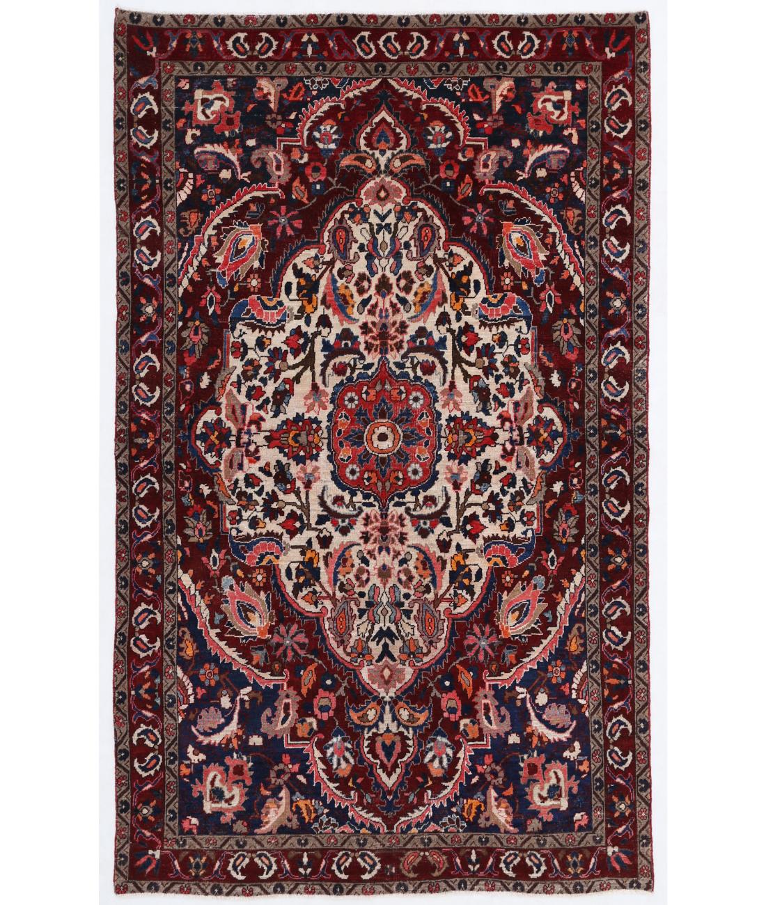 Hand Knotted Persian Bakhtiari Wool Rug - 5'4'' x 8'11'' 5' 4" X 8' 11" ( 163 X 272 ) / Red / Blue