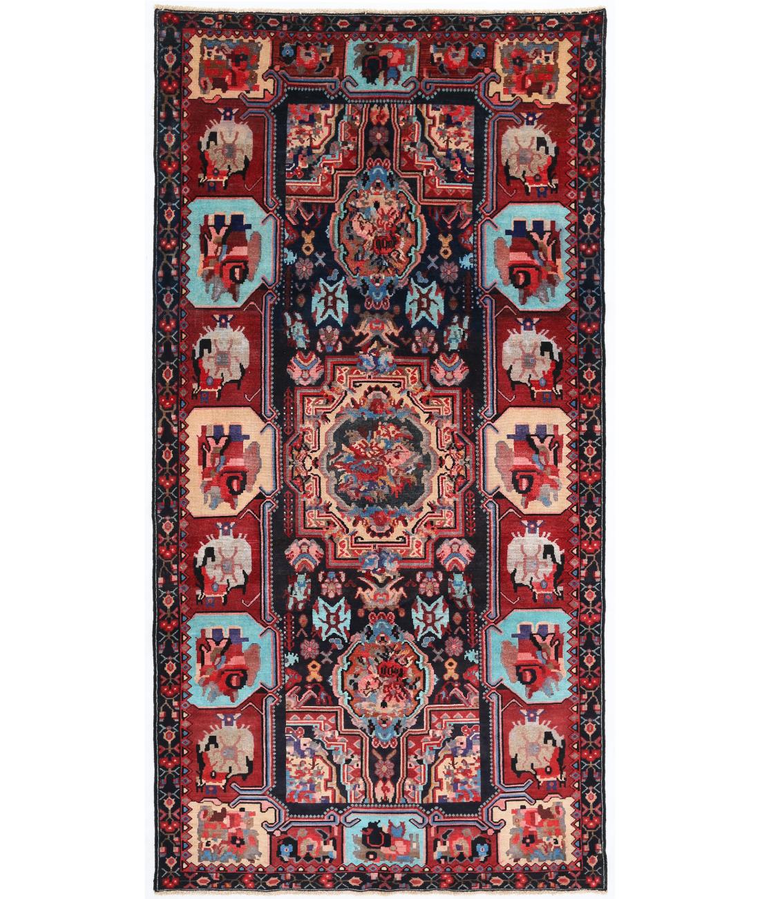 Hand Knotted Persian Bakhtiari Wool Rug - 5'4'' x 10'6'' 5' 4" X 10' 6" ( 163 X 320 ) / Black / Red