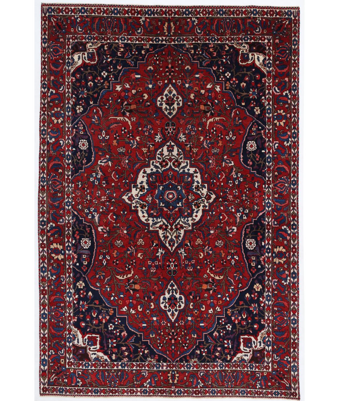 Hand Knotted Persian Bakhtiari Wool Rug - 6'10'' x 10'3'' 6' 10" X 10' 3" ( 208 X 312 ) / Red / Blue