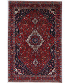 Hand Knotted Persian Bakhtiari Wool Rug - 6'10'' x 10'3'' 6' 10" X 10' 3" ( 208 X 312 ) / Red / Blue