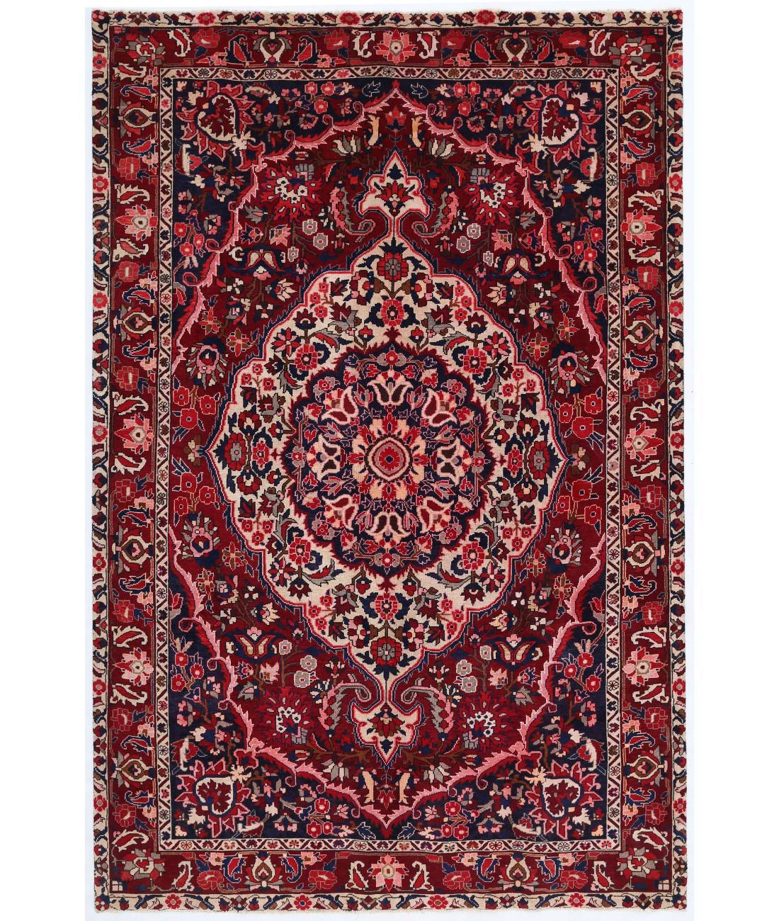 Hand Knotted Persian Bakhtiari Wool Rug - 6'9'' x 10'4'' 6' 9" X 10' 4" ( 206 X 315 ) / Red / Blue