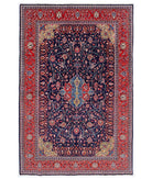 Hand Knotted Persian Lilian Wool Rug - 6'10'' x 10'2'' 6' 10" X 10' 2" ( 208 X 310 ) / Blue / Red